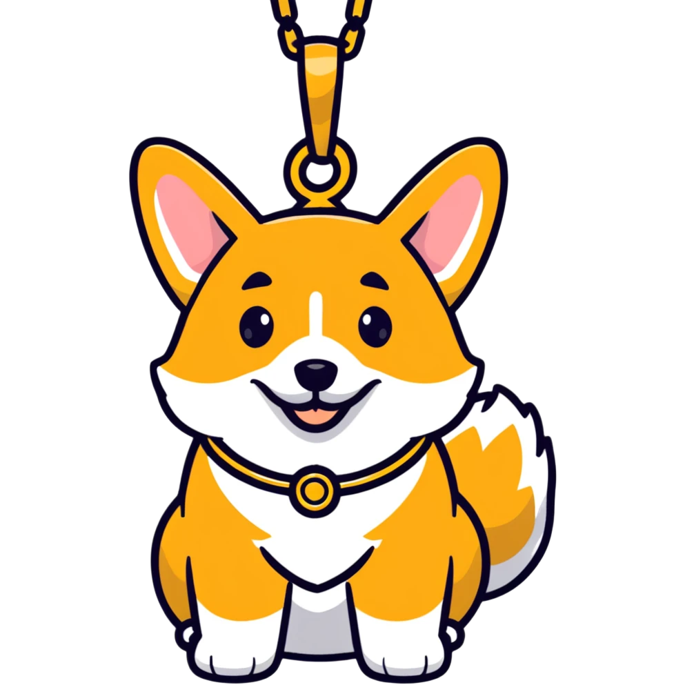 corgi wearing a gold chain emoji