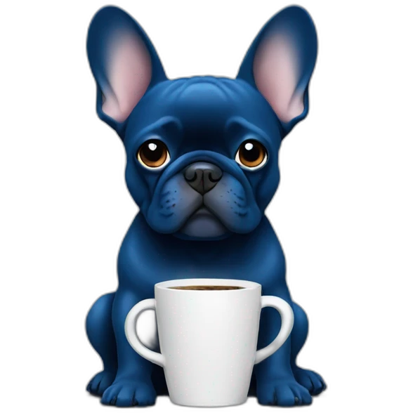 blue frenchie drinking coffee emoji