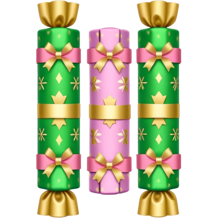 light green and light pink christmas crackers emoji