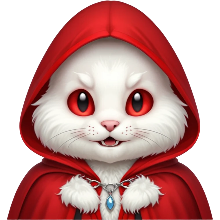 Vampire animal, bunny'  in red collar cloak, fangs emoji