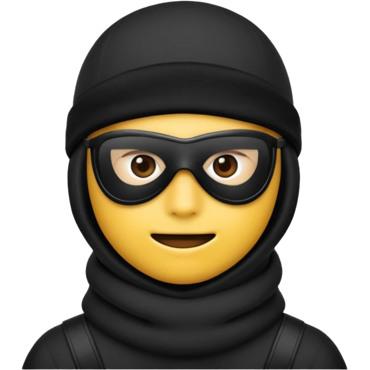Create an emoji wearing a black ski mask not a creepy big smile though and no need for spoons emoji