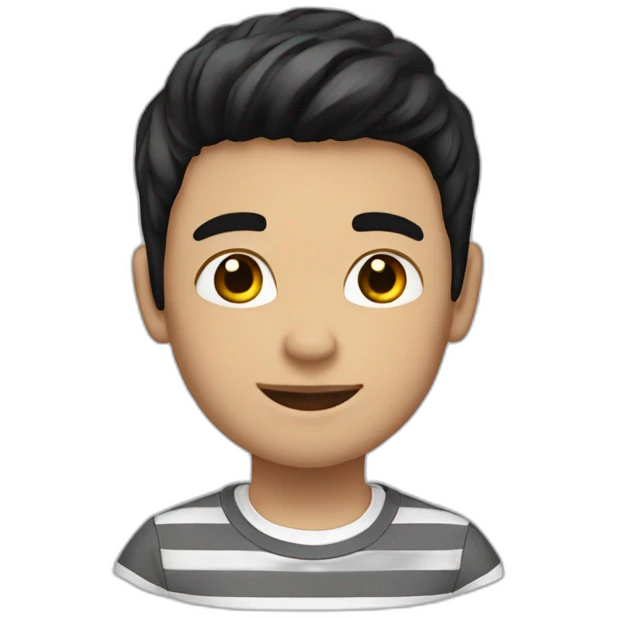 boy with brown jackte & white stripe shirt with medium black hair emoji