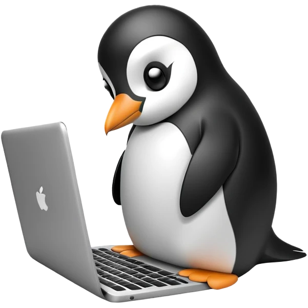 penguin with laptop coding emoji