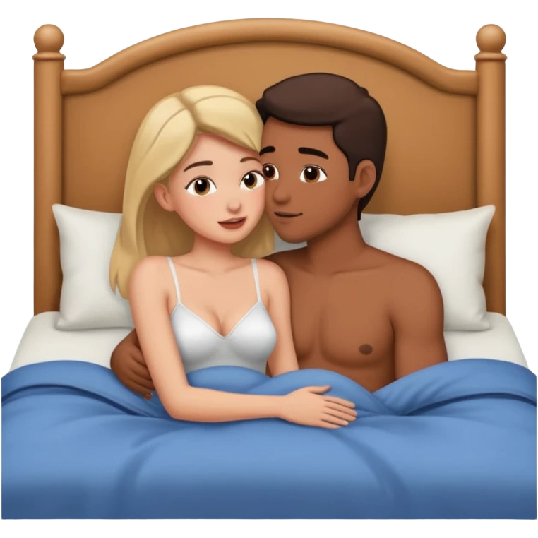 Homem e uma mulher fazendo coisas +18 na cama emoji