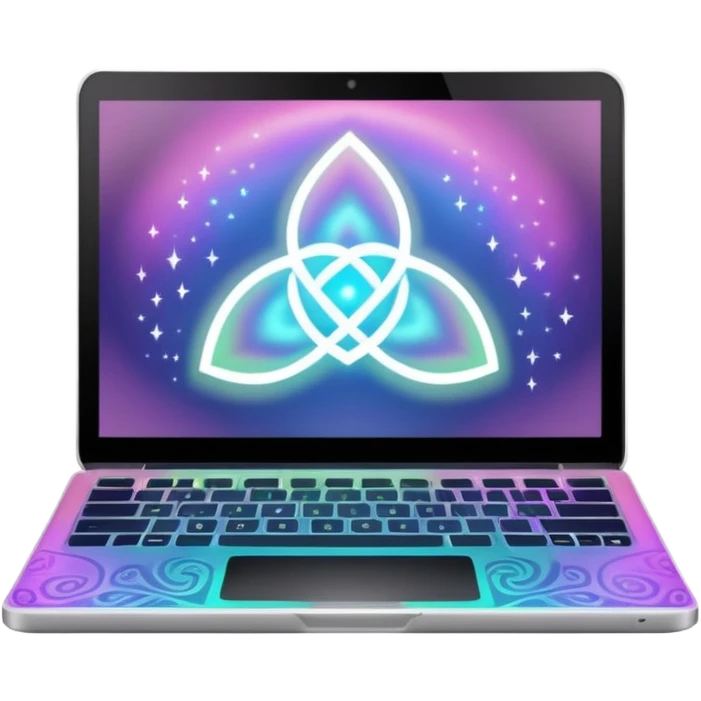 laptop with magical aura emoji