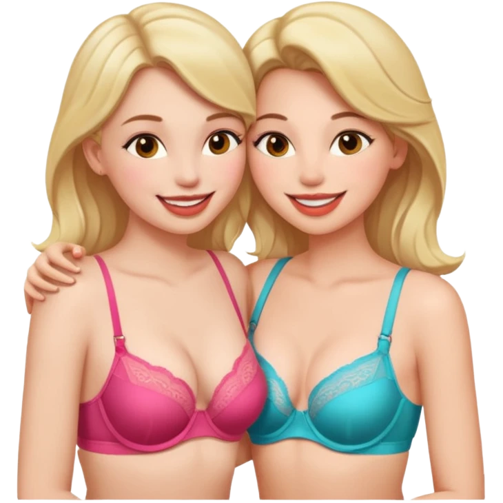 2 girls in bras kissing emoji