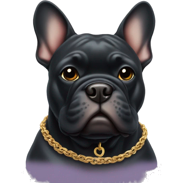 black french bull dog wearing necklace emoji