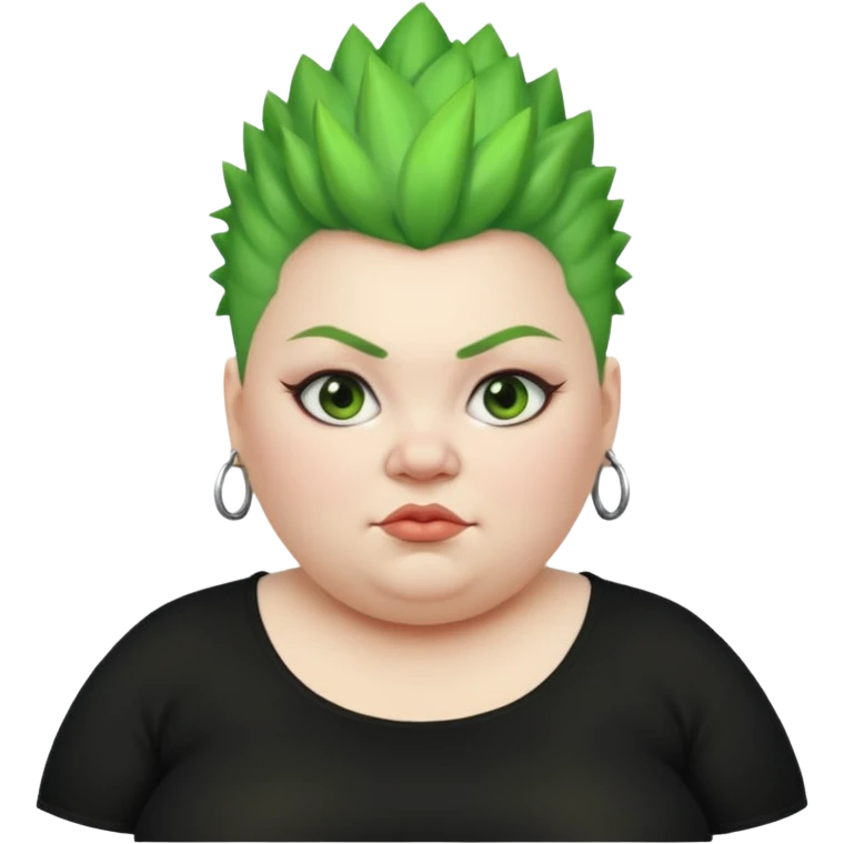 fat woman green mohawk emoji