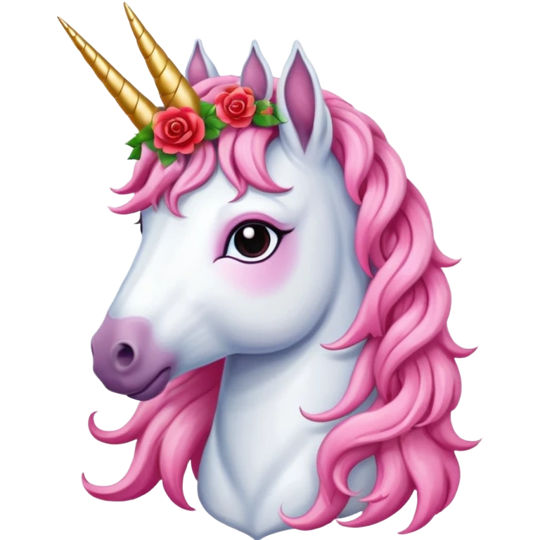 unicorn wearing spanisch rose crown And has a braided mane  emoji