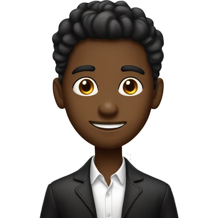Un chico de 14 años de pelo negro y ojos cafes todo vestido de negro. Piel blanca emoji
