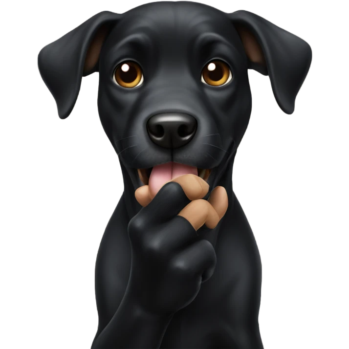 Black dog showing finger  emoji