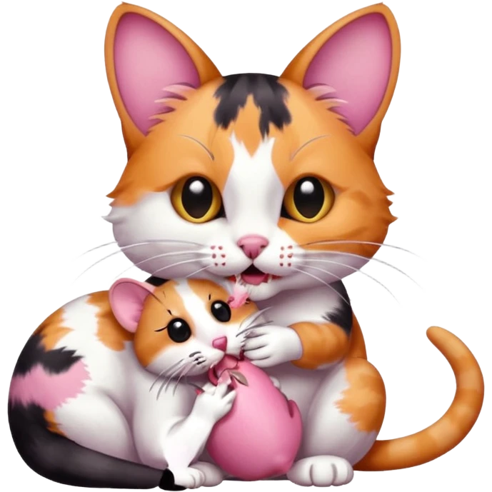 A cat holding a dead mouse in its mouth emoji