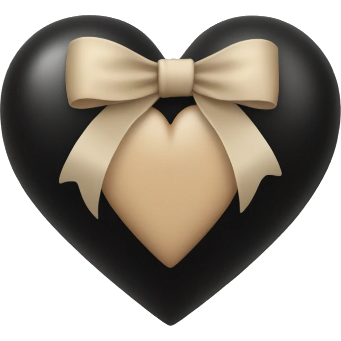 black heart with beige bow emoji