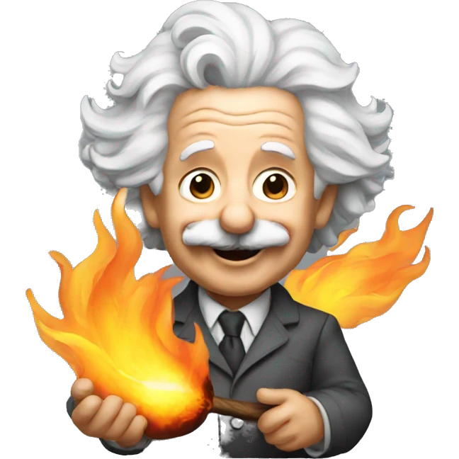 happy albert einstein holding fire emoji