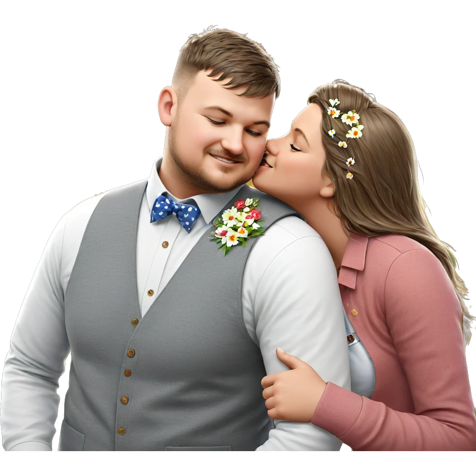 outdoor kiss with floral accents emoji