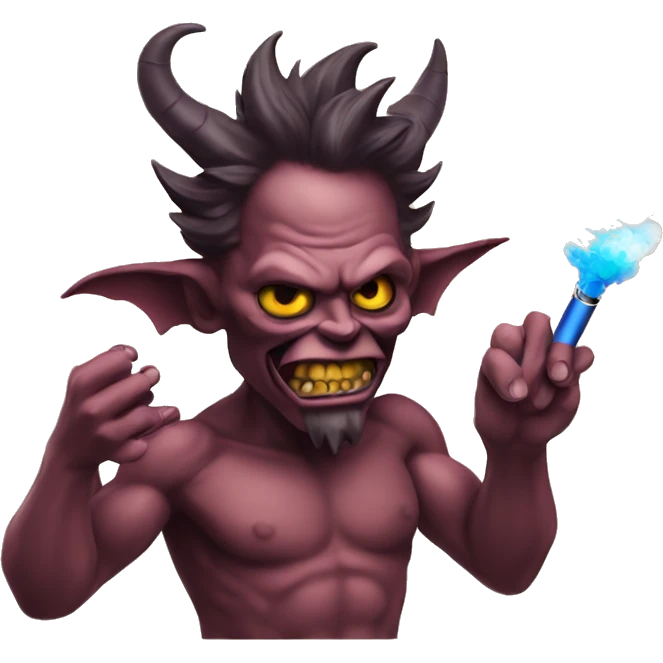 Demon hitting a vape pen emoji