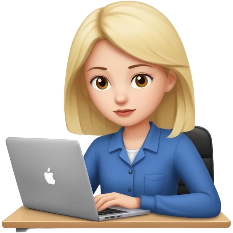 a girl with a laptop in the office emoji