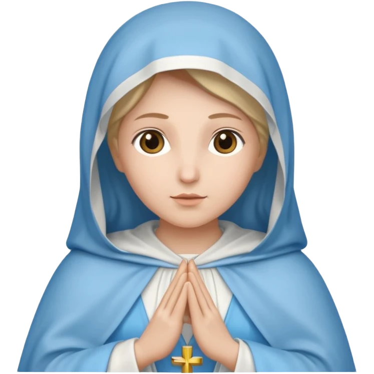 virgen maria catolica con vestido blanco y manto azul celeste de tes clara emoji