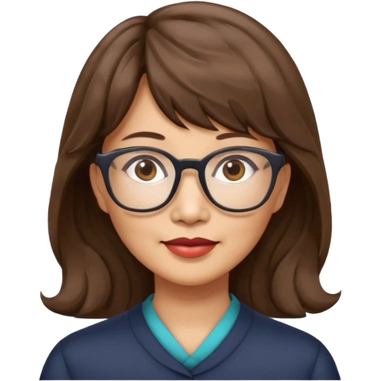 asian woman 50 yr old wavy hair bangs glasses a bit older emoji