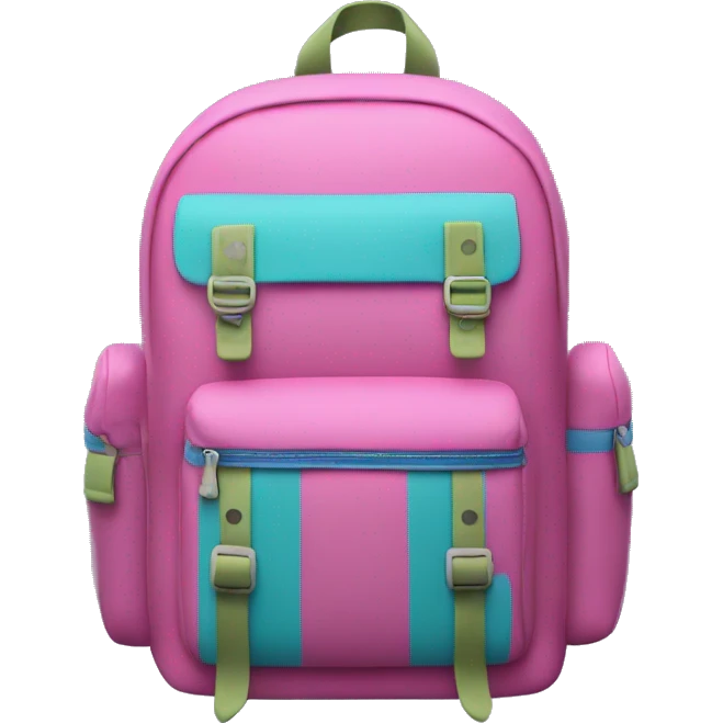 pink, blue and green backpack emoji