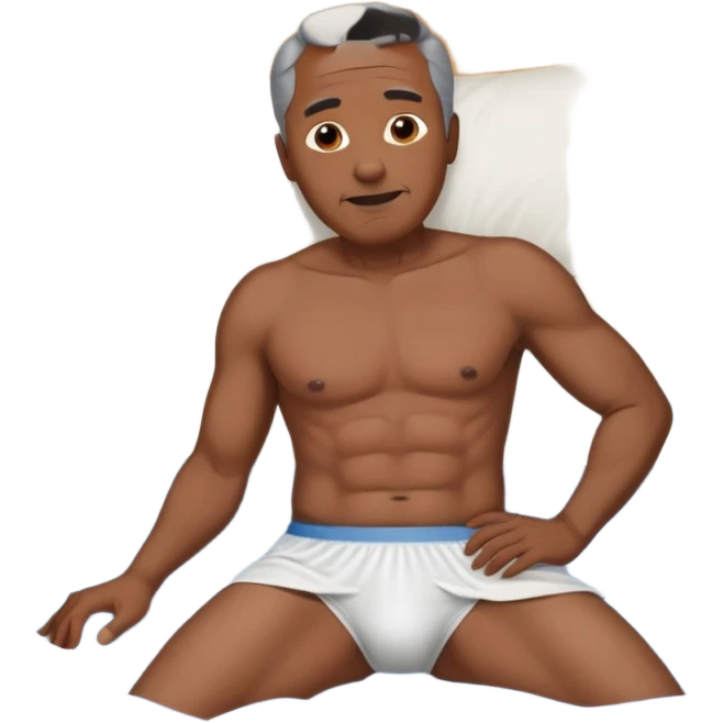 okay now have a black guy older with a bulge behind his underwear in bed emoji
