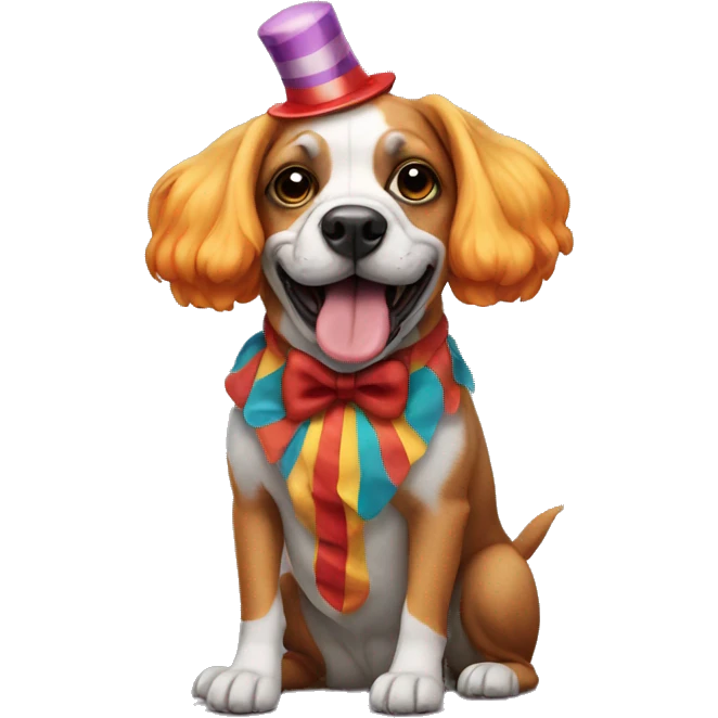Dog dressed like a clown emoji