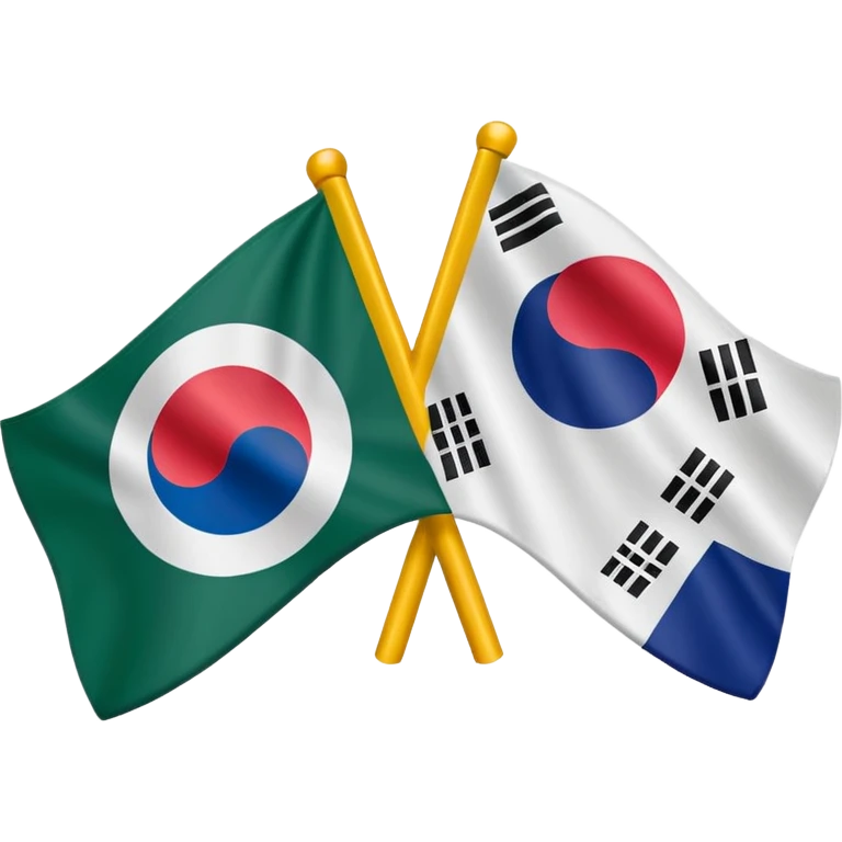 FRIENDSHIP FLAG OF PAK-SOUTH KOERA BUT NO MAKING WRONG DESIGN OF PAKISTAN AND SOUTH KOERA FLAGS emoji