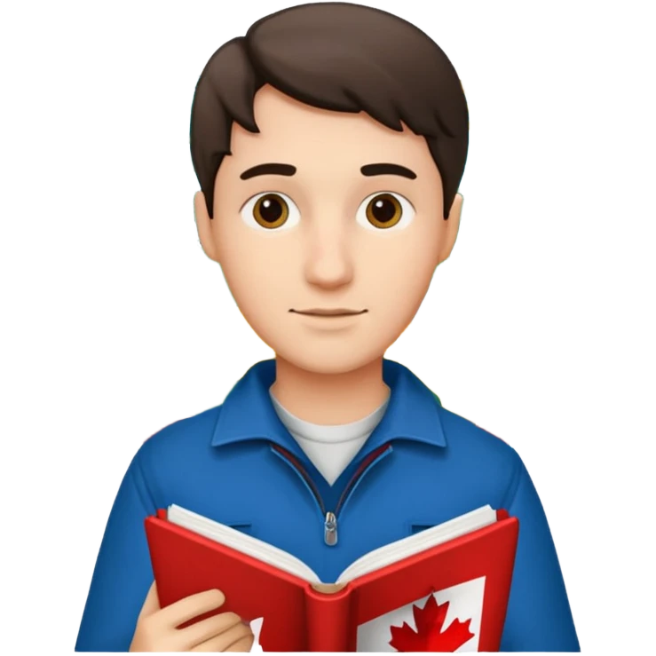 A man studying with a map of Canada in the background emoji