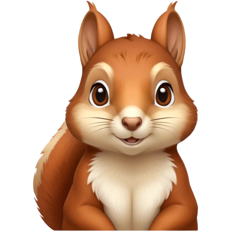 Cinematic Noble Squirrel Portrait Emoji, Poised and regal, with a nimble, agile build and a lush, well-groomed Fur of rich auburn and cream, deep-set soulful bright eyes, Simplified yet sharp and sophisticated features, highly detailed, glowing with a soft, dignified glow, high shine, intelligent and spry, stylized with an air of woodland charm, focused and attentive, soft glowing outline, capturing the essence of a watchful and confident rodent, so majestic it feels as though it could scamper out of the screen with effortless authority! emoji
