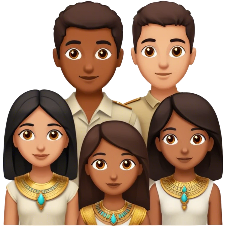 5 best friends, 1 Egyptian man, 1 indian girl 1 persian girl 1 moroccan boy 1 black boy emoji