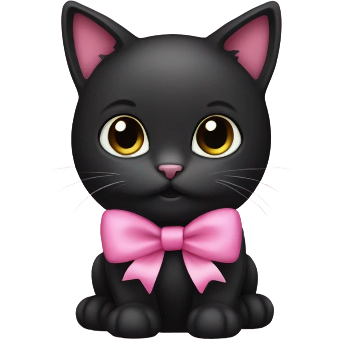 black kitty with a pink bow emoji