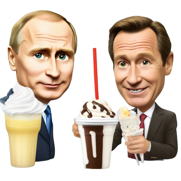 Vladimir Putin and Gerhard Schröder sharing a milkshake sharing straws emoji