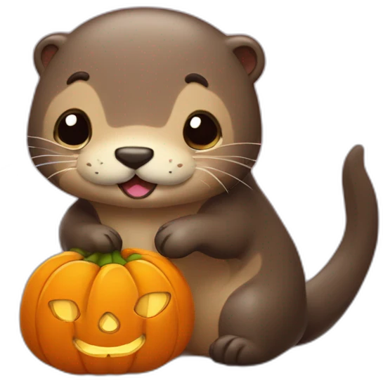 cute otter deguised as a pumpkin emoji
