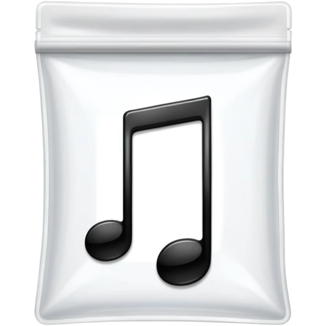 transparent ziplock bag with a black music note inside emoji
