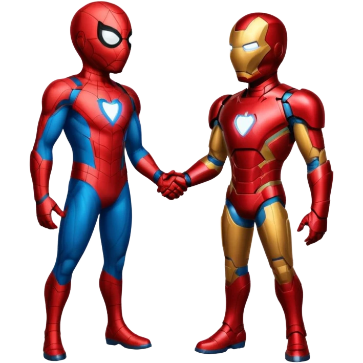 Make a spiderman and iron man handshaking emoji