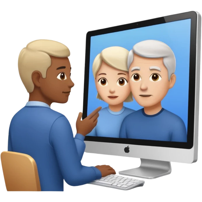 teaching somebody else in person, in the same place, watching the same monitor together, the trainee and trainer are in the similar age emoji