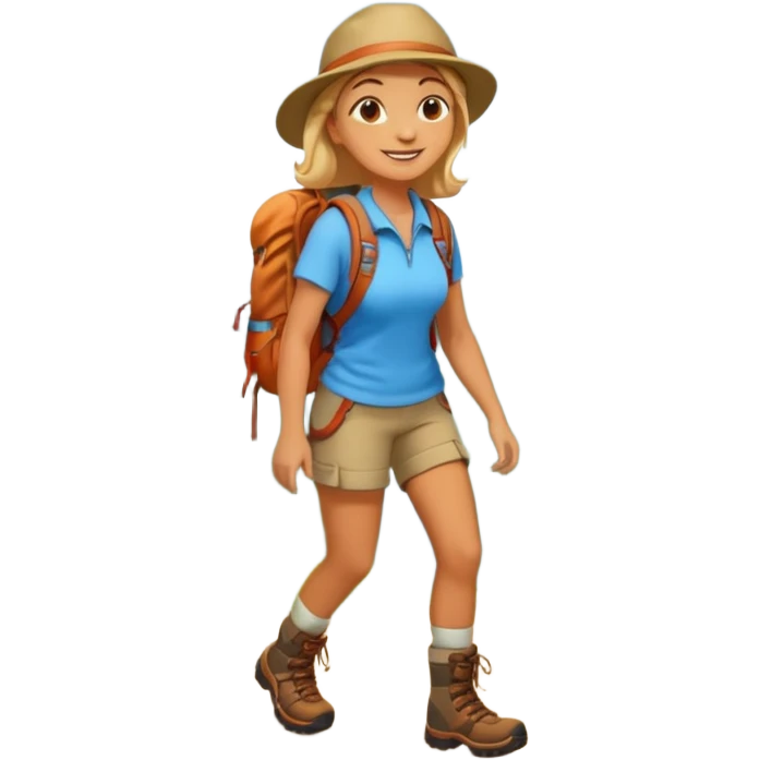 woman hiking in the woods in the sunshine emoji