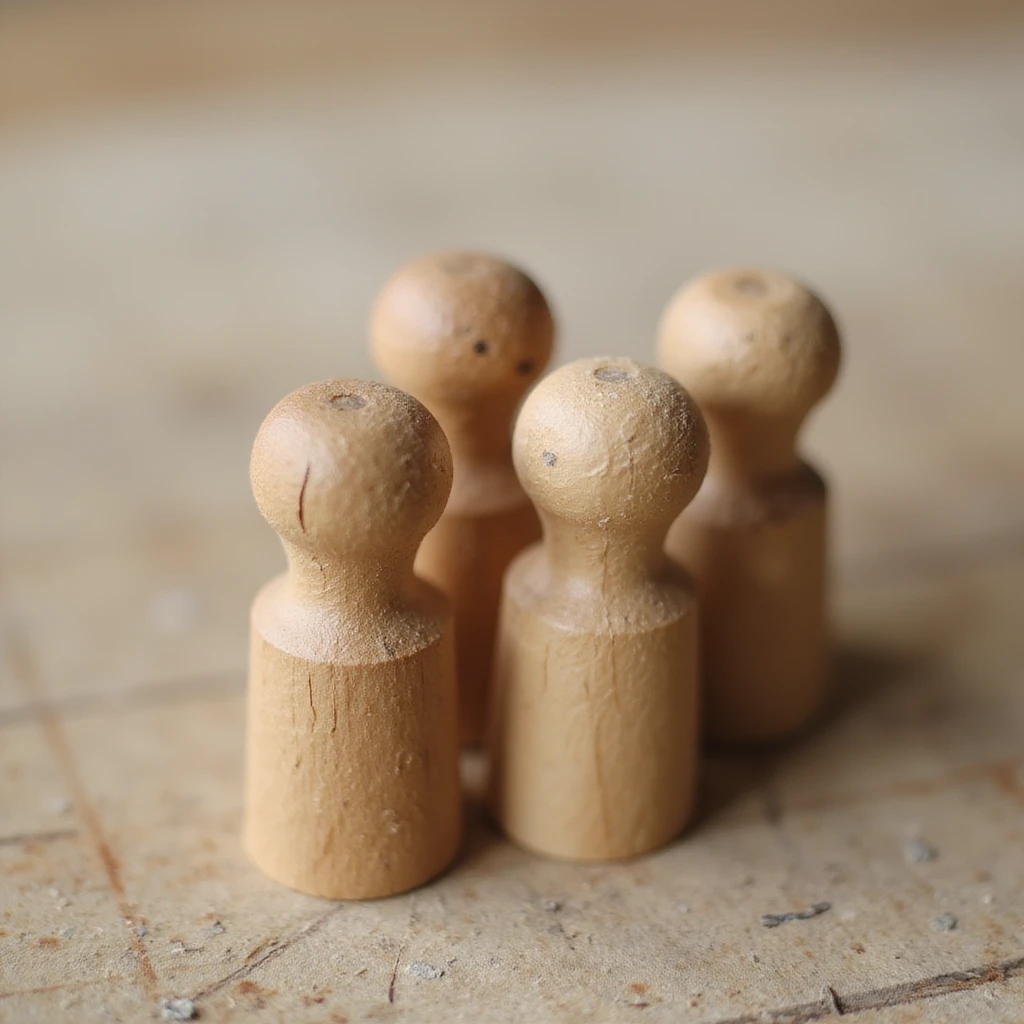 four simple wooden pegs together, realistic style emoji