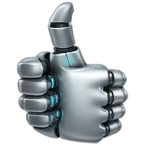 the robot hand gives a thumbs up emoji