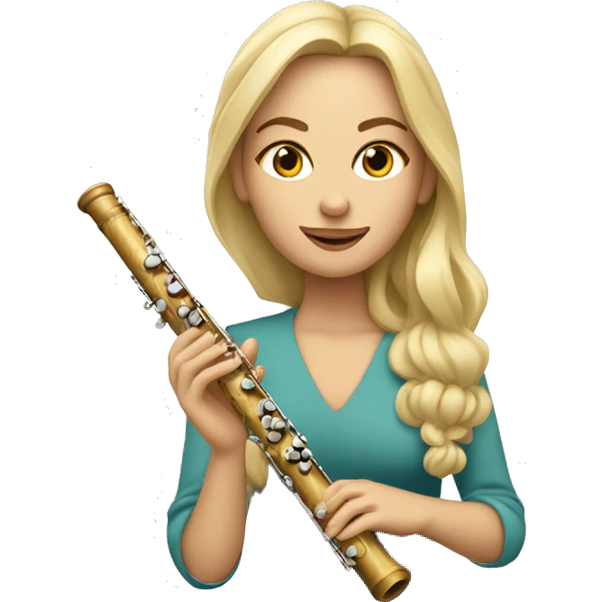 une joueuse de flute traversière avec cheveux blonds emoji