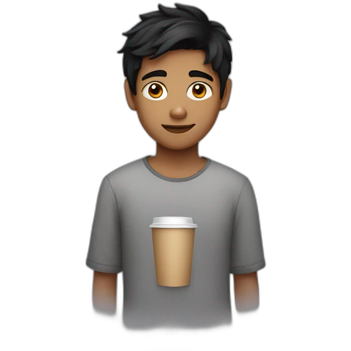 Indian boy with black hair and coffee skin emoji