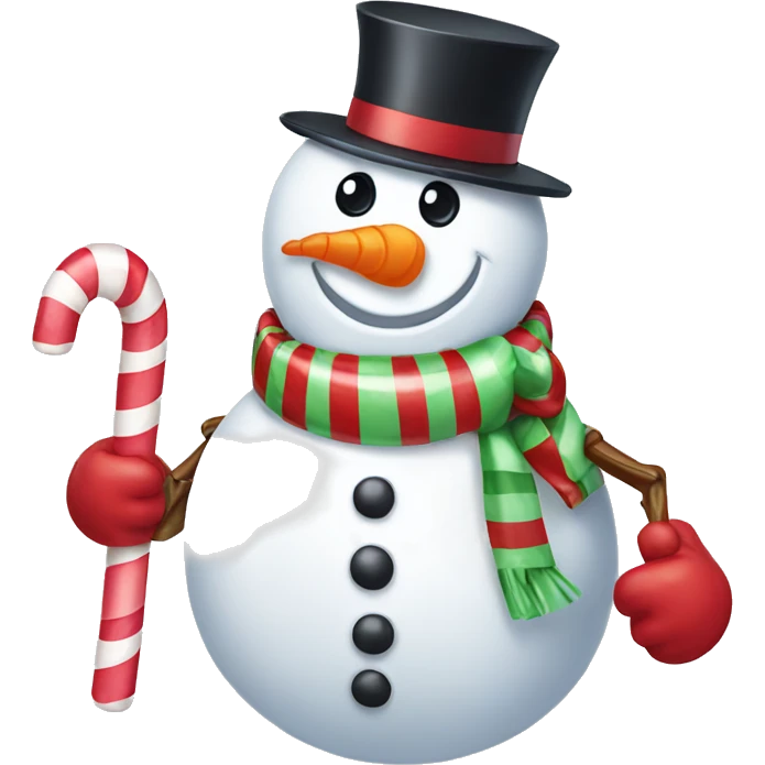snowman with candycane  emoji