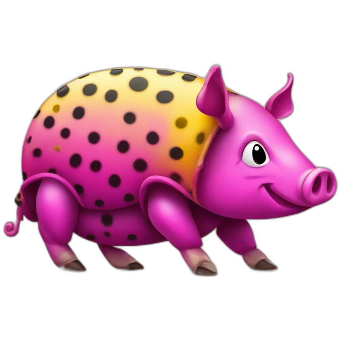 Magenta pig armadillo cow centipede insect with yellow and black spots gradient mottled emoji