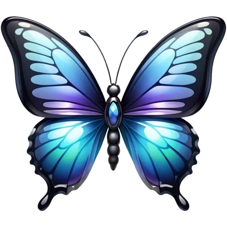 Glossy shiny iridescent transparent gradient Obsidian glass crystal butterfly emoji