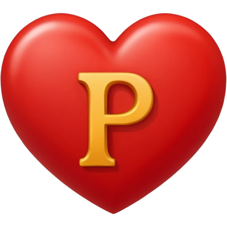 Una letra p dentro de un corazón rojo emoji