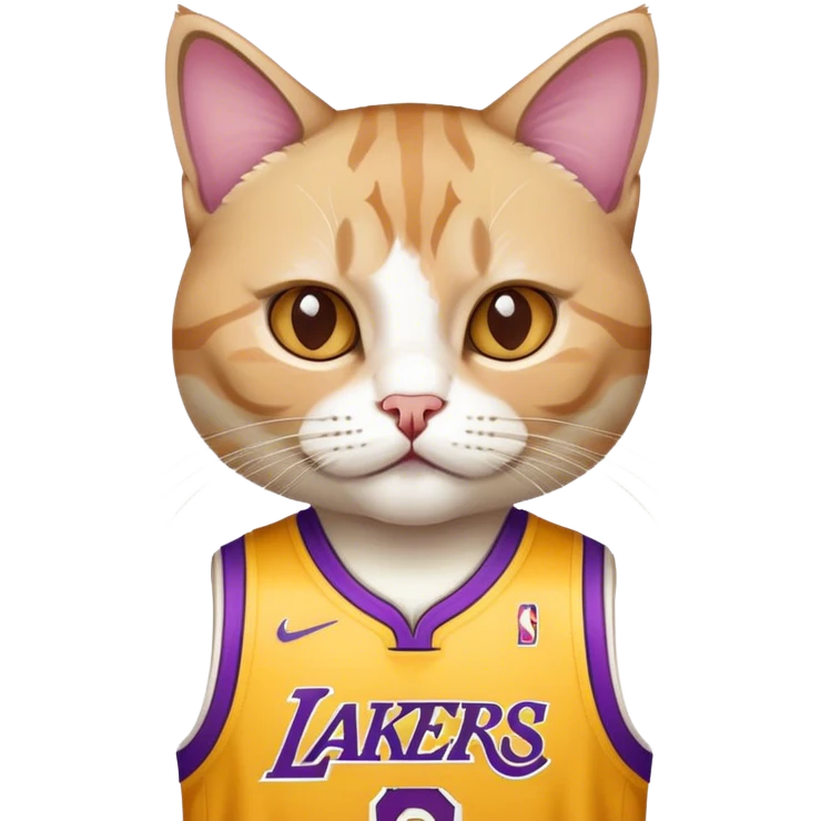 white brown Cat wearing a lakers lebron james jersey  emoji