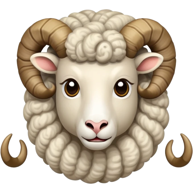 Ram with twisted horns and big wide open eyed emoji
