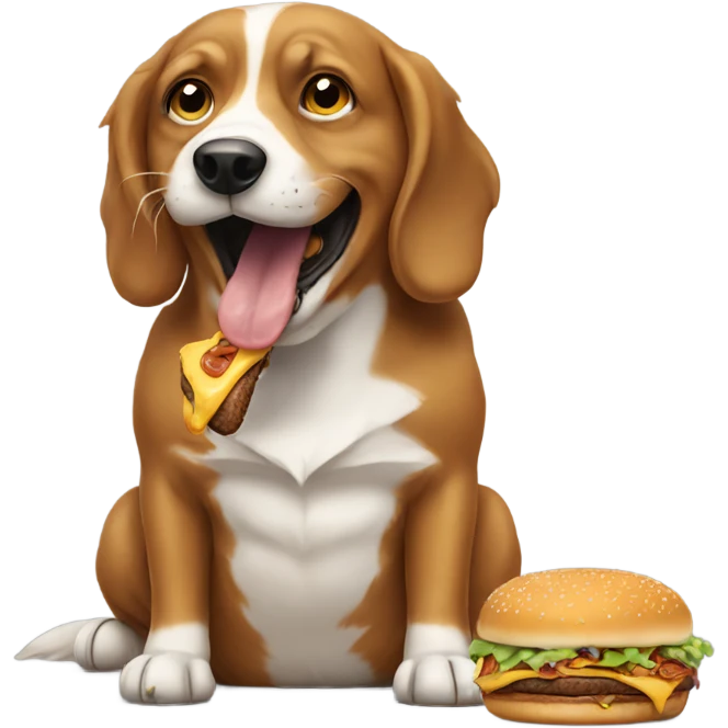 Dog eating a burger emoji