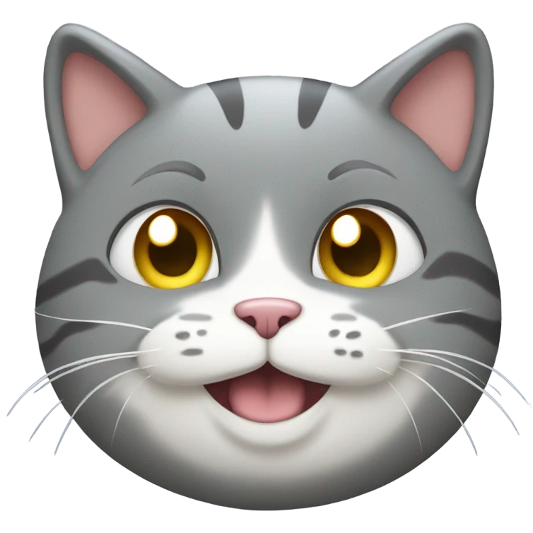 Gray chubby cat with a grin  emoji