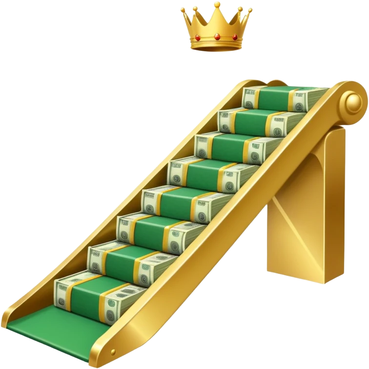 Ramp de pulipanes con una corona en el centro y billetes  emoji